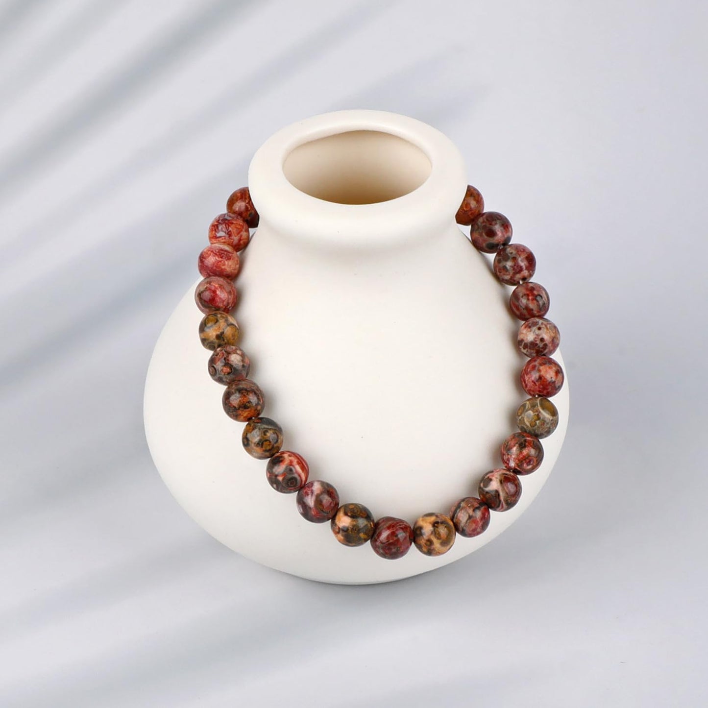 LPBeads Handmade Natural Gemstone Stretch Elastic 6mm Leopard Jasper Bracelet Healing Crystal Round Stone Beads Jewelry Gifts for Women Men