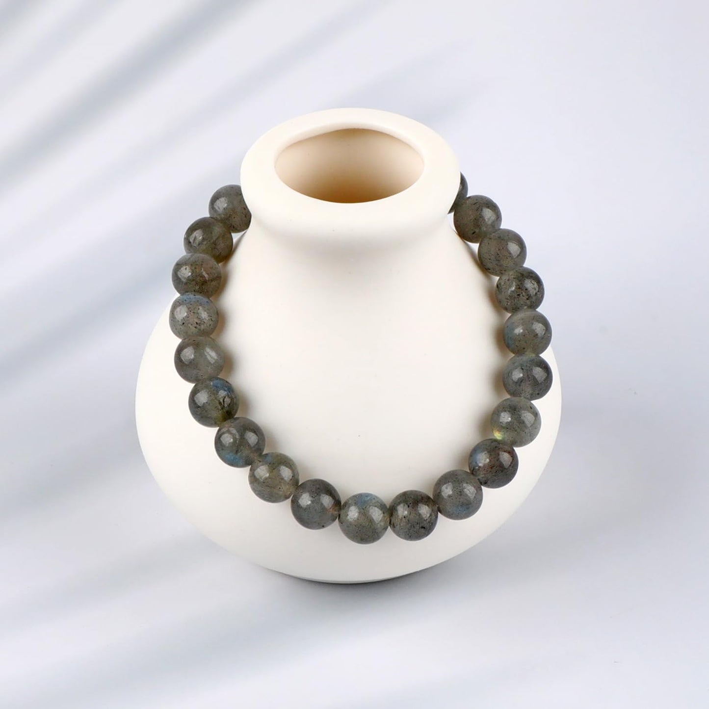LPBeads Handmade Natural Gemstone Stretch Elastic 8mm Labradorite Bracelet Healing Crystal Round Stone Beads Jewelry Gifts for Women Men