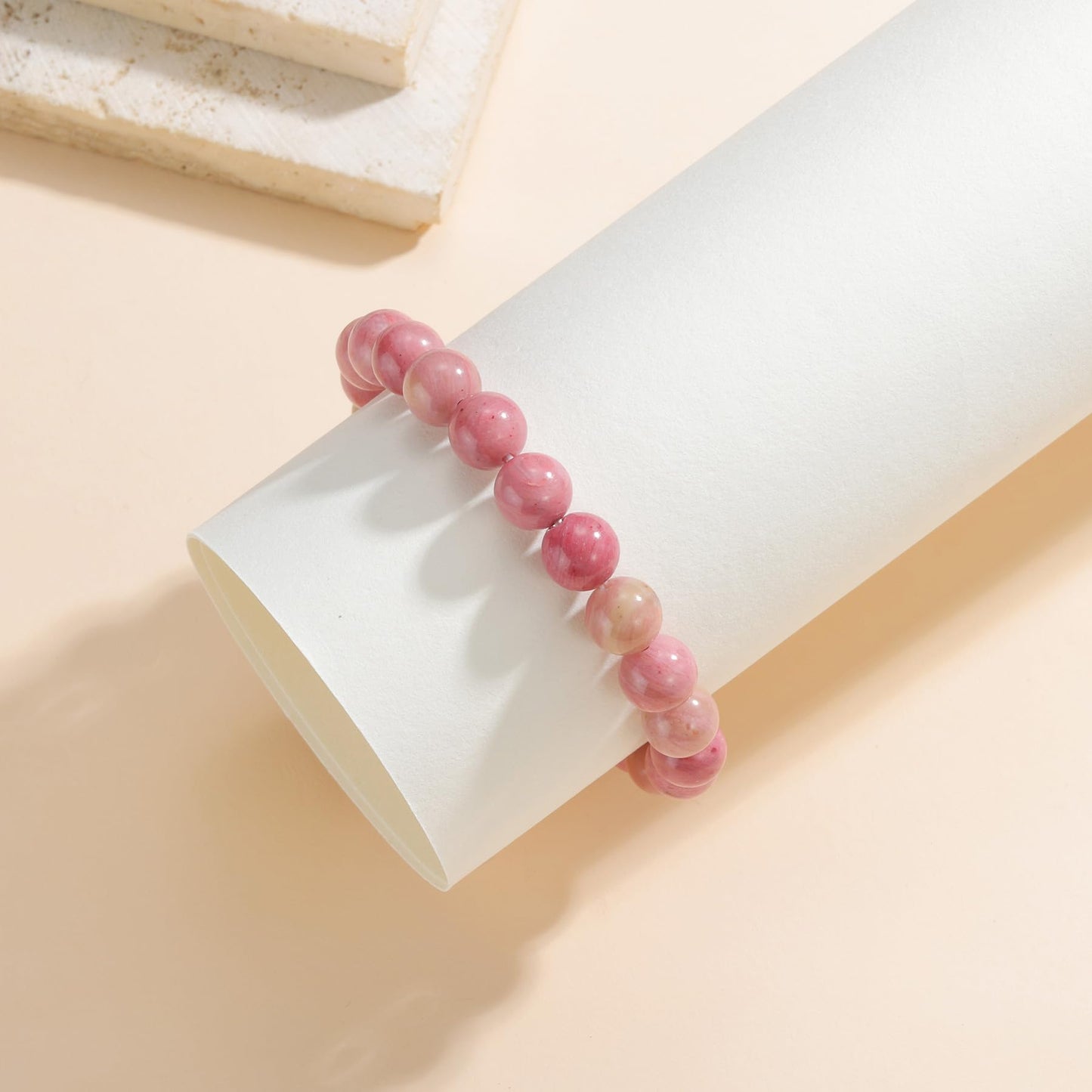 Udolfly Womens Crystal Beaded Bracelets for Women Men Protective Energy Bracelet Natural Gemstone Bead Bracelet 4mm Rhodochrosite