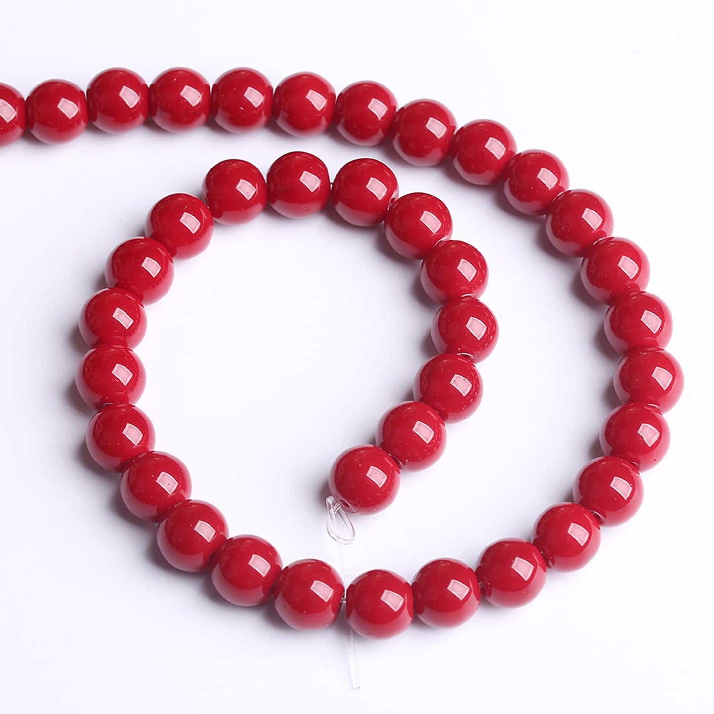 8MM 46PCS Dark Red Glass Crystal Loose Beads for Jewelry Making DIY Bracelet