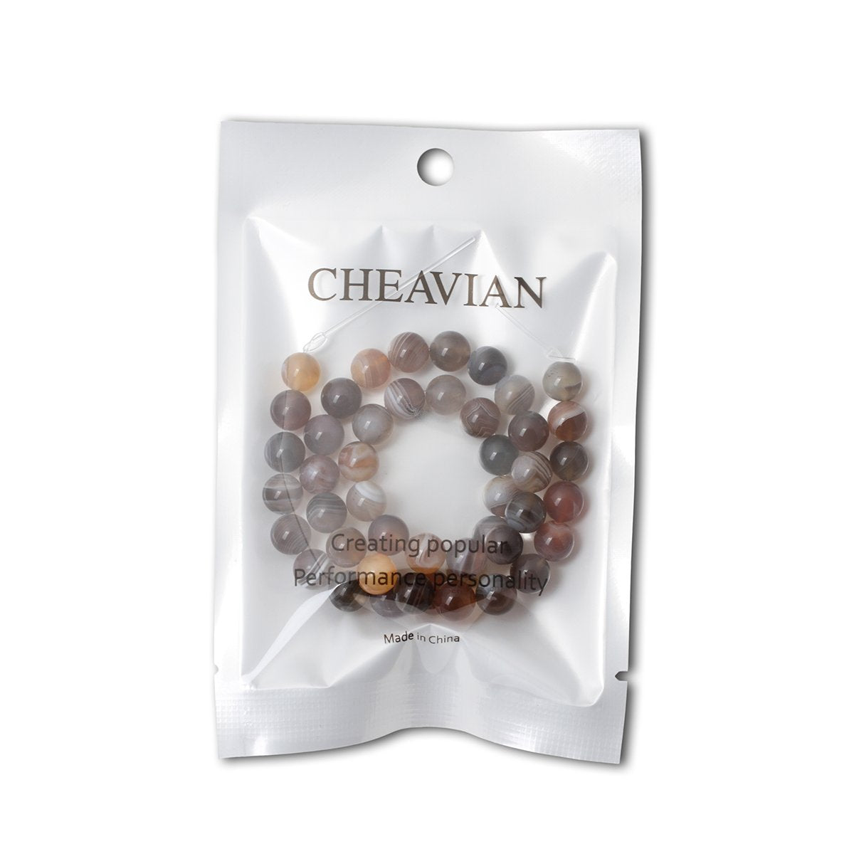 CHEAVIAN 45PCS 8mm Natural Botswana Sardonyx Agate Gemstone Round Loose Beads for DIY Jewelry Making 1 Strand 15"