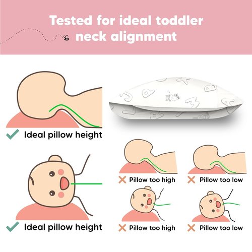 My Little Dreamy Toddler Pillow - Organic Cotton Travel Bed Pillow with Soft Pillowcase | 13x18, Machine Washable for Ages 2-5