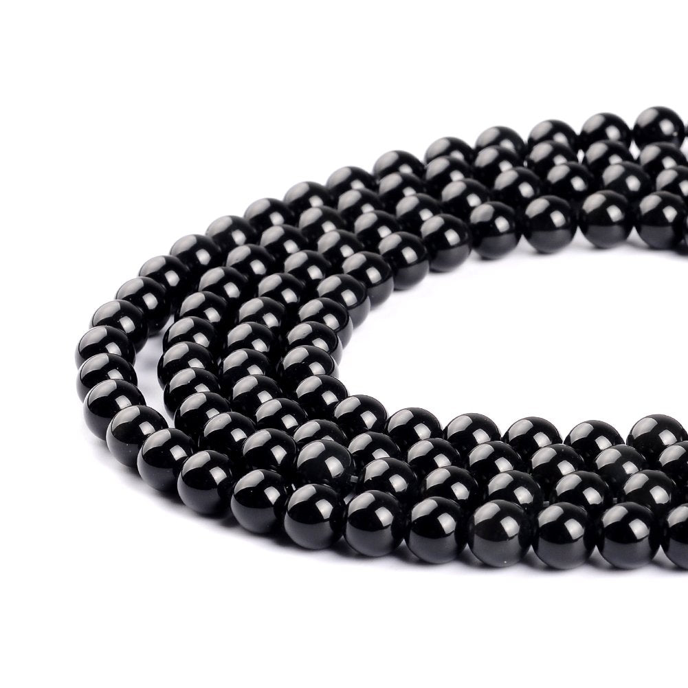 Natural Stone Beads 8mm Obsidian Gemstone Round Loose Beads Crystal Energy Stone Healing Power for Jewelry Making DIY,1 Strand 15"