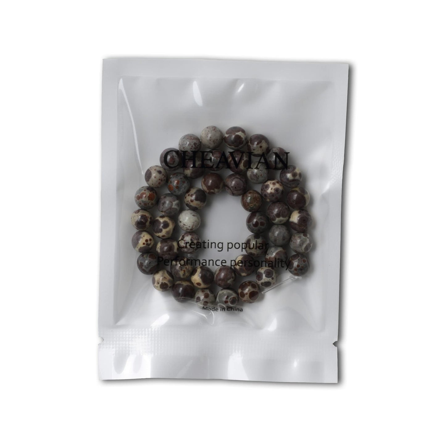 CHEAVIAN 45PCS 8mm Natural Mexico Obicular Jasper Gemstone Round Loose Beads for Jewelry Making 1 Strand 15"