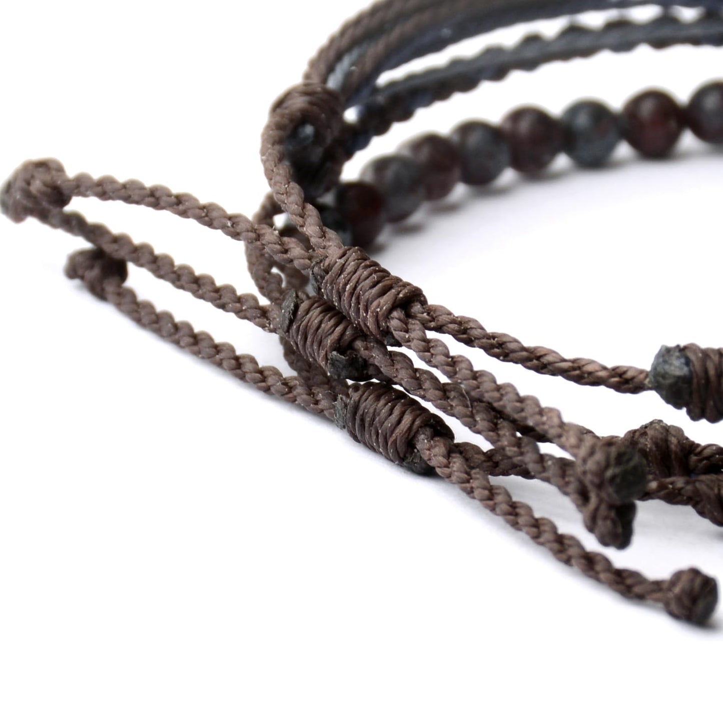 Handmade Natural Stone Beaded Healing Bracelet Gift for Men Adjustable Rope String Bracelet (Blue/Coffee Jasper, Adjustable)