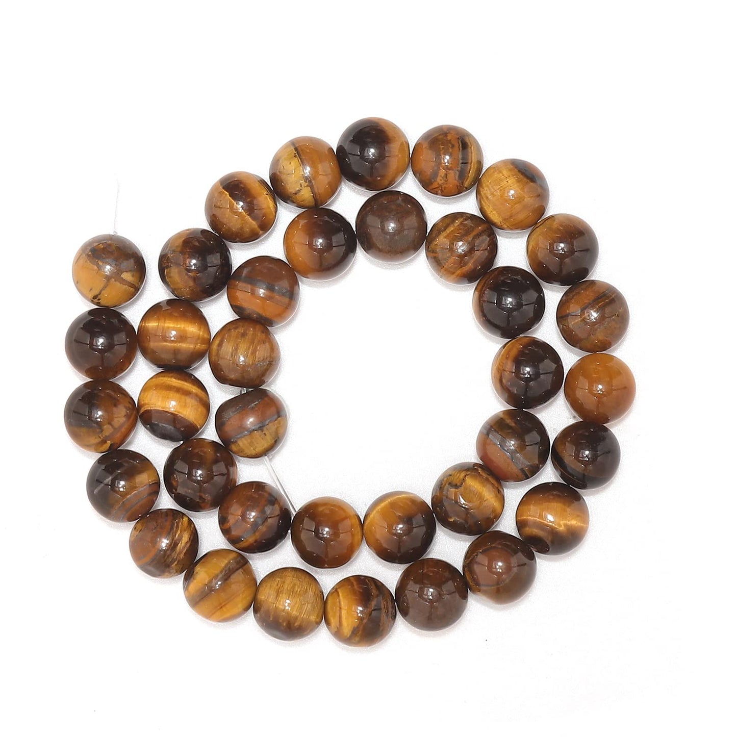 45pcs 8mm Natural Yellow Tiger Eye Gemstone Beads Energy Healing Crystal Round Loose Stone Beads for Jewelry Making, DIY Bracelets Necklaces
