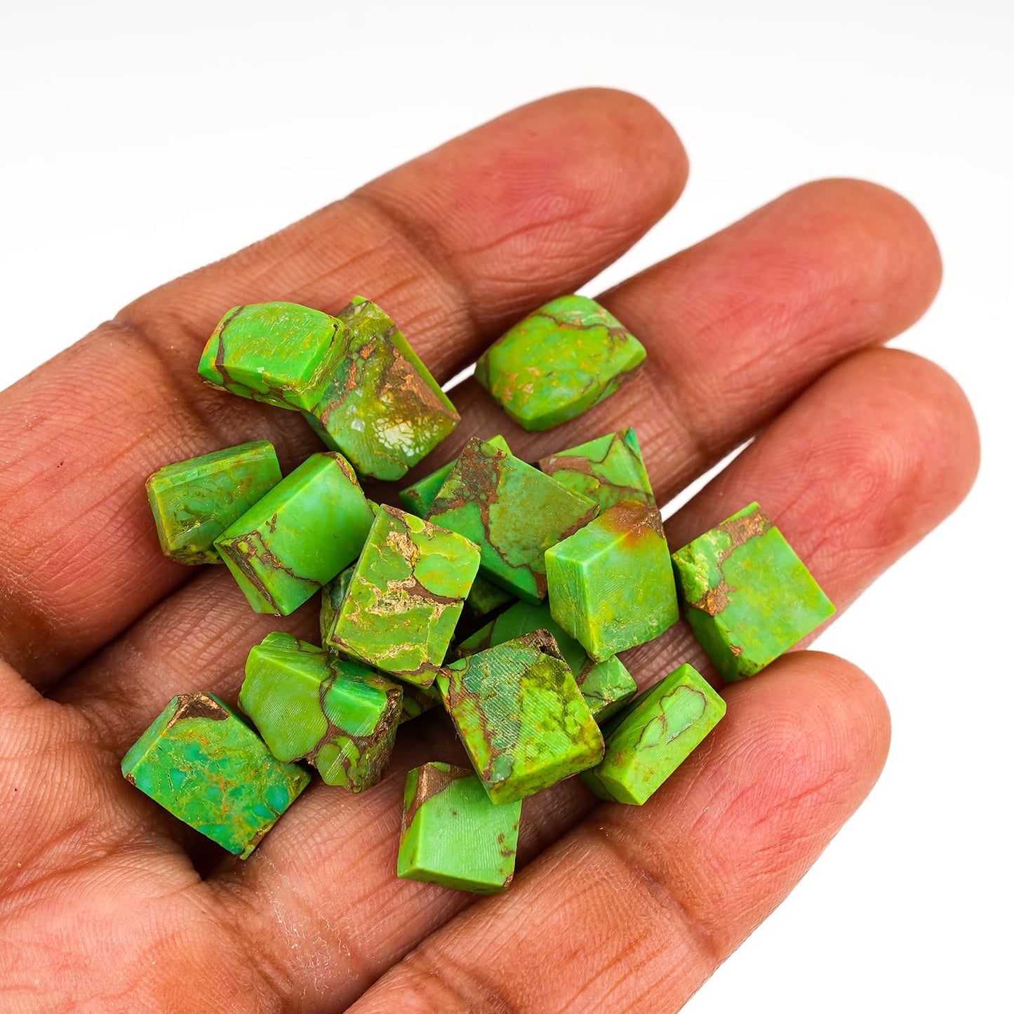 ColouredRocks 50 carats Green Copper Turquoise Crystals, Raw Stones, Rough Gemstones, Jewelry Making Supply, Cabbing, Polishing, Cutting, DIY, Crafts (15+pcs) (8-12mm)