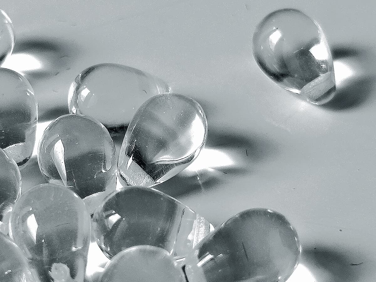 100 pcs Teardrop Shaped Beads 6x9 mm, Czech Glass, Crystal Clear