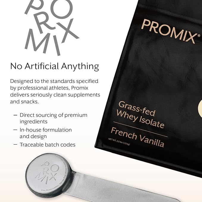 ProMix Nutrition Whey Protein Isolate Powder, Vanilla - Grass-Fed - Post Workout Fitness & Nutrition Shakes, Smoothies, Baking & Cooking Recipes - Gluten-Free & Keto-Friendly - 2.5 Pound (Pack of 1)