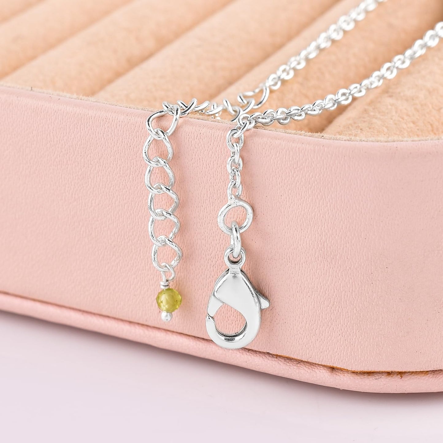 YANARA Peridot Ankle Bracelets for Women, August Birthstone, Green Gemstone Beads, Handmade Dainty Waterproof Anklets 9"+1.25" inch, Chakra Healing Crystals, Silver Plated Chain, Minimalist Jewelry For Her