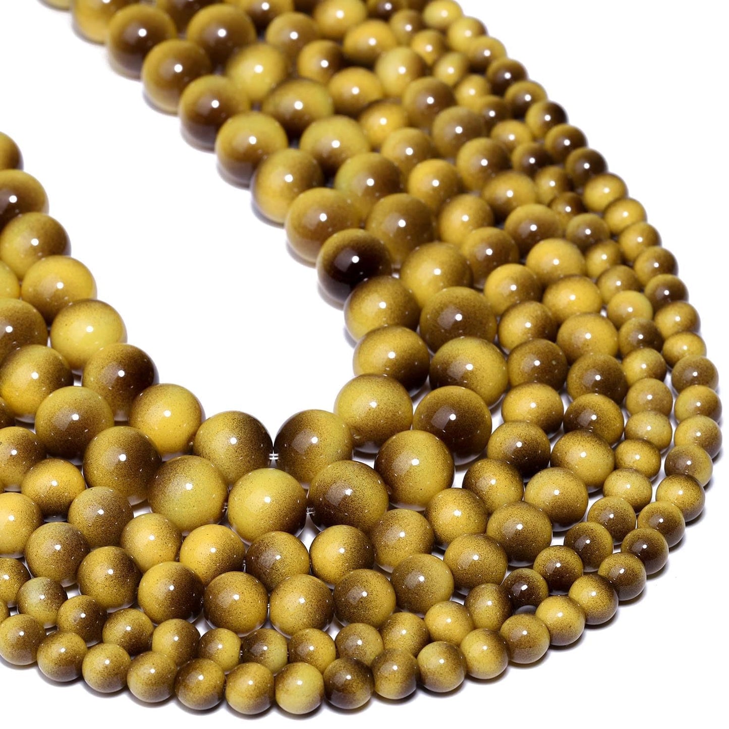 Song Xi 38PCS 10mm Khaki Tiger Eye Gemstone Beads for Jewelry Making, Round Smooth Glass Beads for DIY Bracelet Necklace Earring Keychain, Arts and Crafts, for Christmas Wedding Birthday