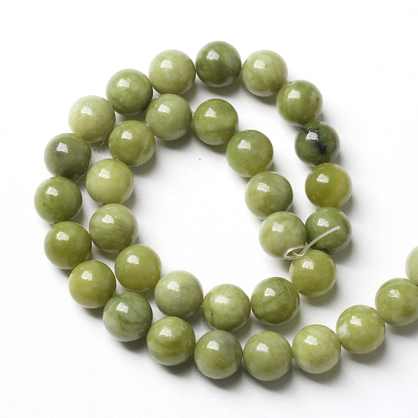 12MM 30PCS Natural Stone Chinese Green Jade Loose Beads for Jewelry Making DIY Bracelet Necklace