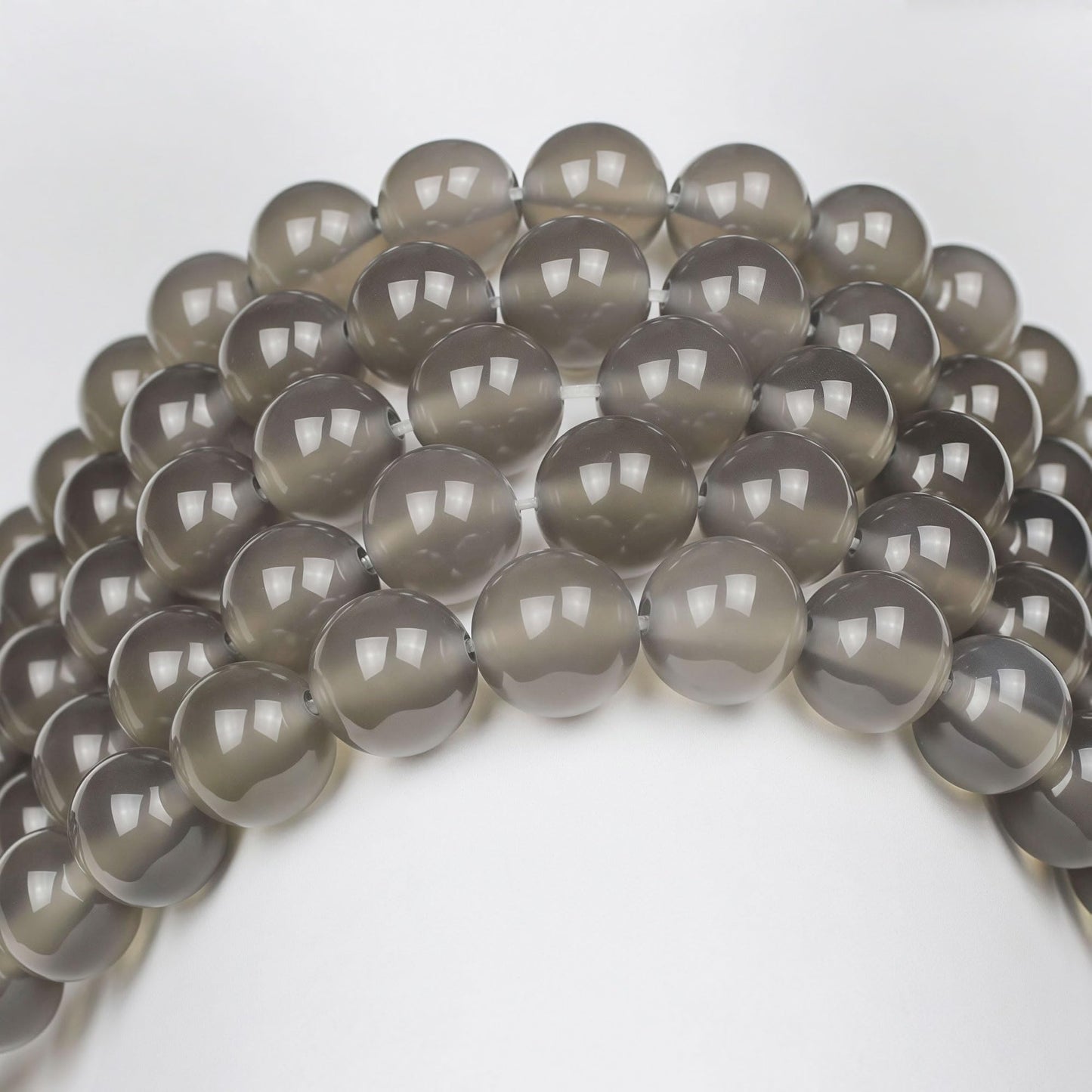 MJDCB 7A Natural Grey Agate Gemstone Round Stone Beads for Jewelry Making DIY Bracelet Necklace (4mm)