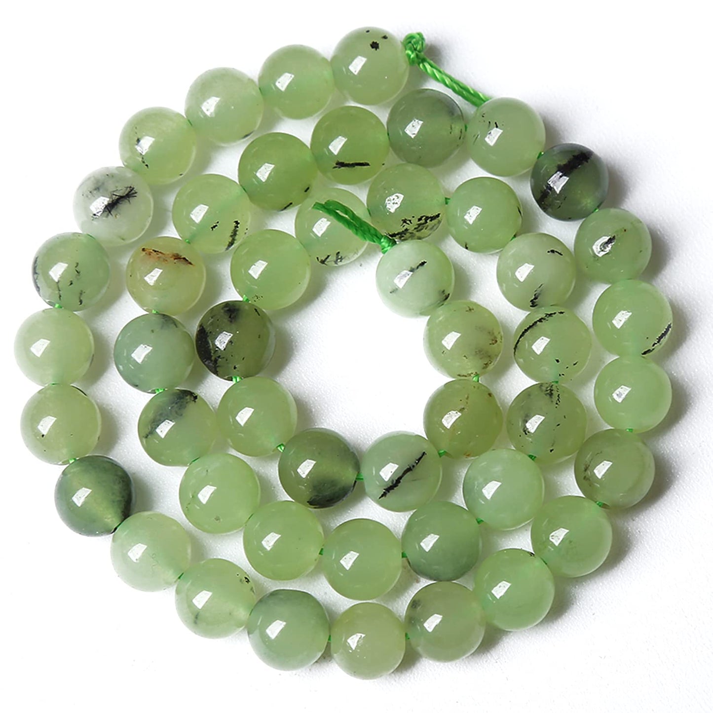 8MM 46PCS Natural Stone Prehnite Jade Loose Beads for Jewelry Making DIY Bracelet Necklace