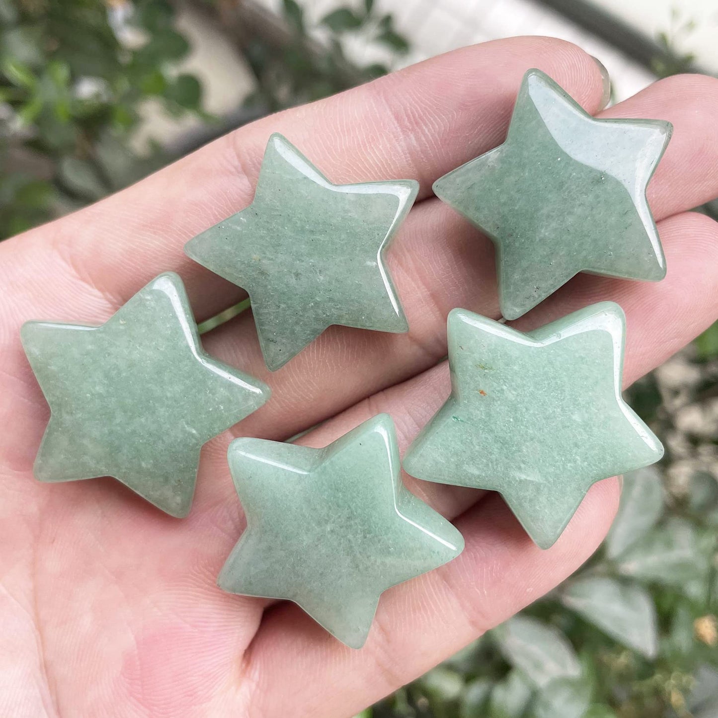 Fekuar Green Aventurine Crystal Star Chakra Stones for Reiki Healing Yoga Balance Meditation Polished Mini Pocket Palm Stone 1 Inch (30mm)