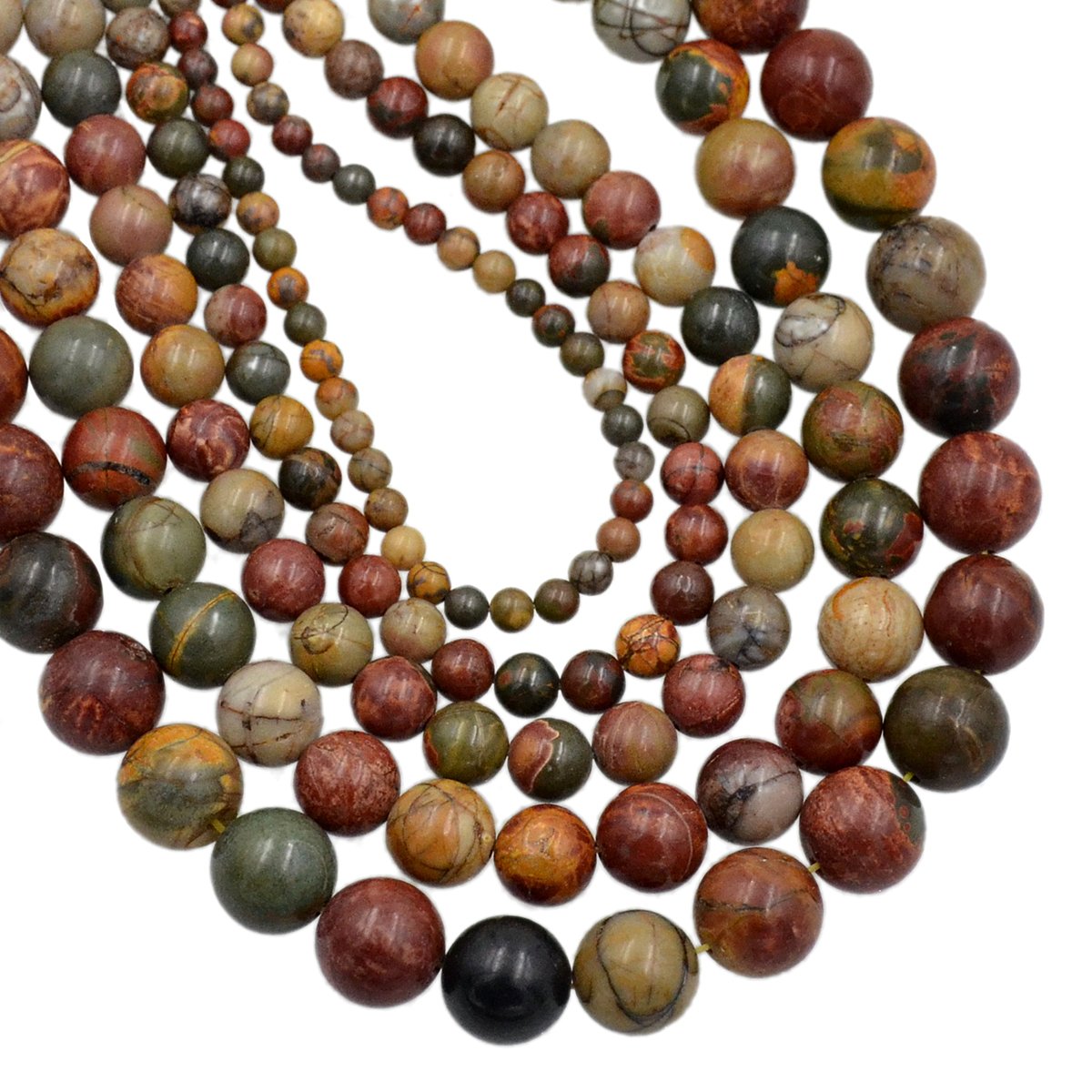 AD Beads Natural Gemstone Round Loose Beads 15" for Bracelet Necklace Earrings Jwelery Making Crafts DIY (4mm, Multicolor Picasso Jasper)