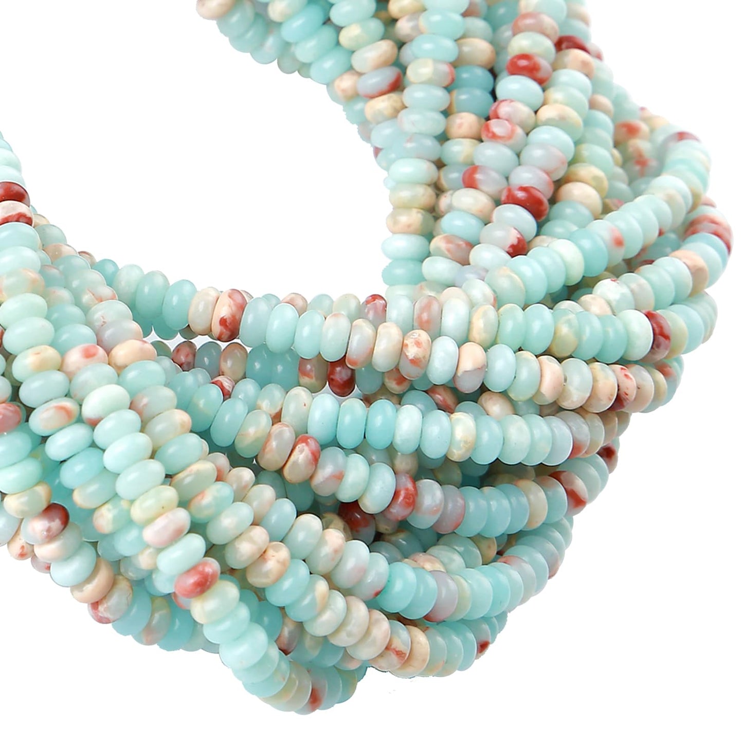 2x4MM 150PCS Blue Sea Sediment Impression Jade Tube Abacus Rondelle Disk Spacer Loose Beads for Jewelry Making