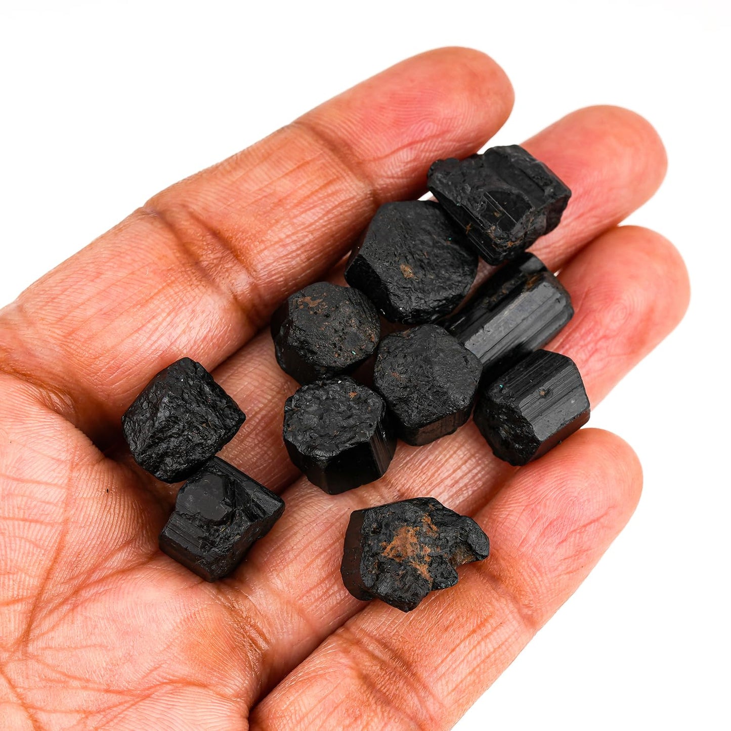 ColouredRocks 100 carats Black Tourmaline Crystals, Raw Stones, Rough Gemstones, Jewelry Making Supply, Cabbing, Polishing, Cutting, DIY, Crafts (8-10pcs) (8-12mm)