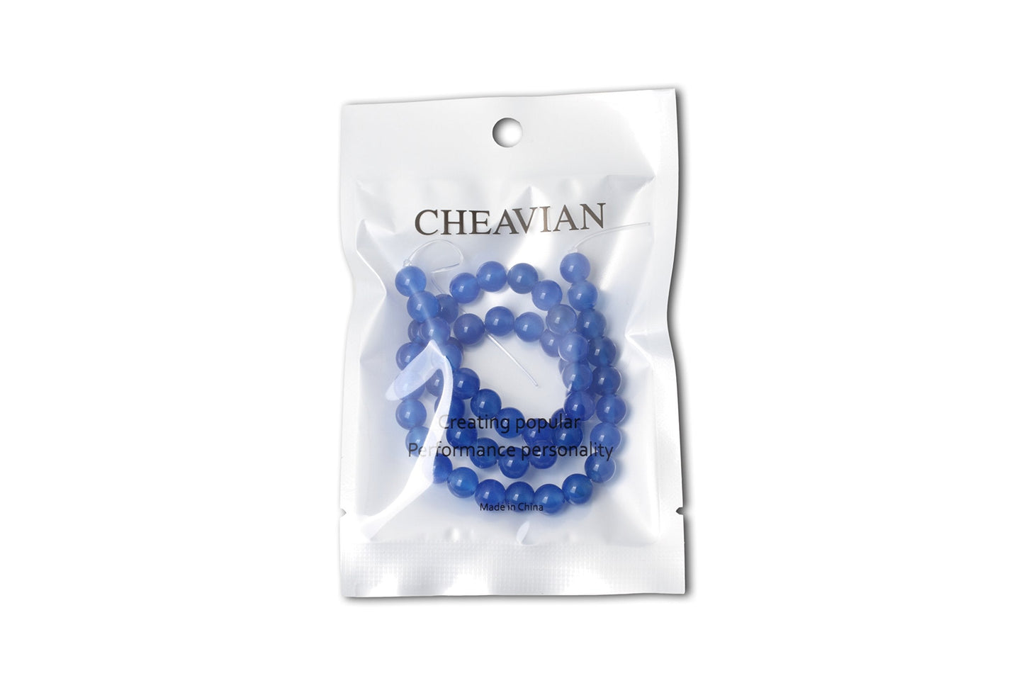 CHEAVIAN 45PCS 8mm Smooth Surface Blue Agate Round Loose Beads Energy Stone for Jewelry Making 1 Strand 15"