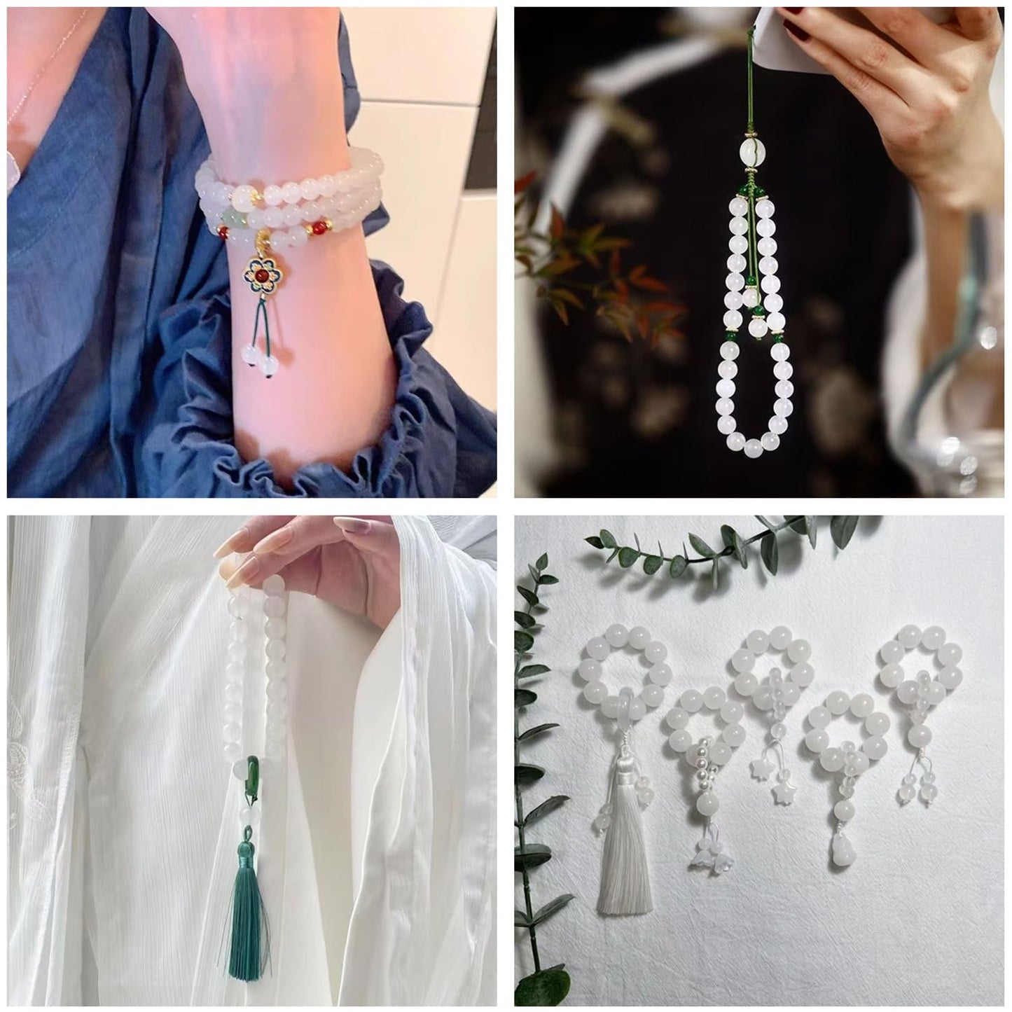 200PCS Glass Beads 8mm Glass Beads for Jewelry Making Soild White Round Loose Beads for Bracelets DIY Crafts (White)