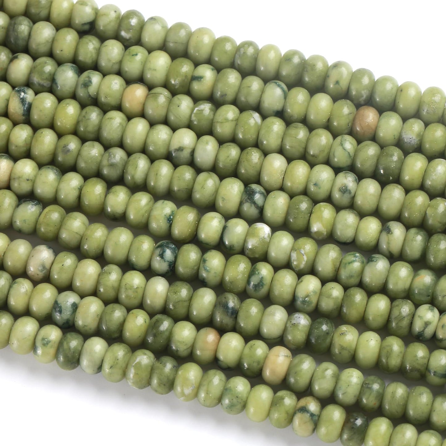 5x8MM 72PCS Chinese Green Jade Tube Rondelle Abacus Disk Spacer Loose Beads for Jewelry Making