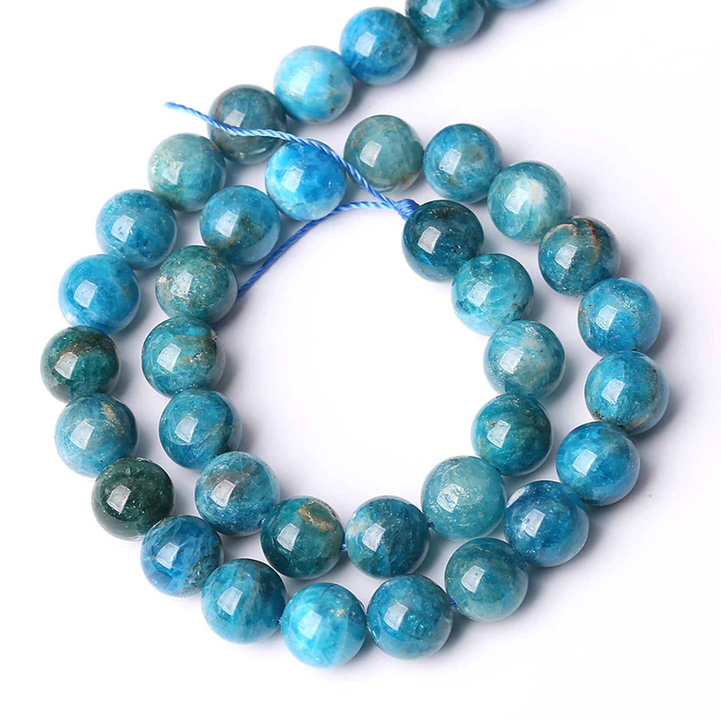 10MM 38PCS Natural Stone Blue Apatite A Grade Loose Beads for Jewelry Making DIY Bracelet