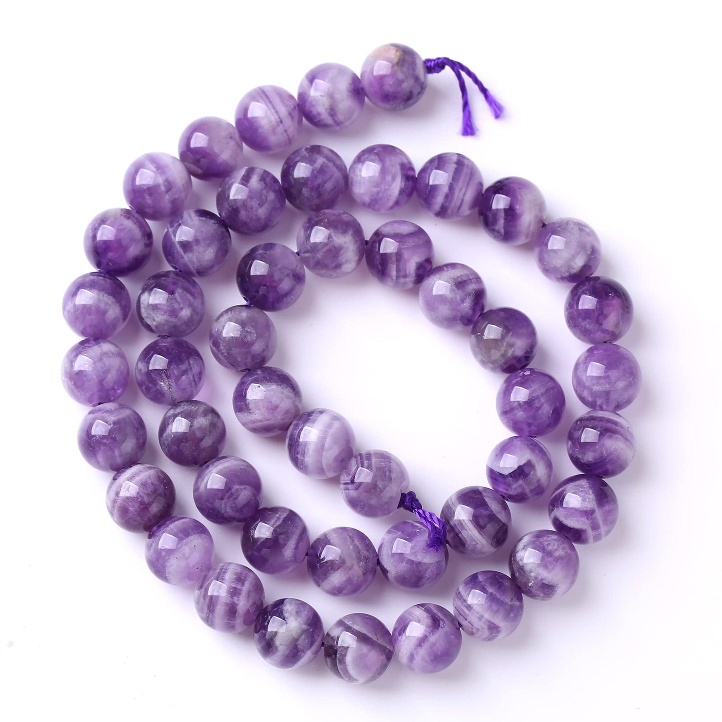 90PCS 8MM Purple Amethyst Dream Lace Beads Natural Quartz Crystal Stone Loose Beads for Jewelry Making DIY Bracelet Grade A+