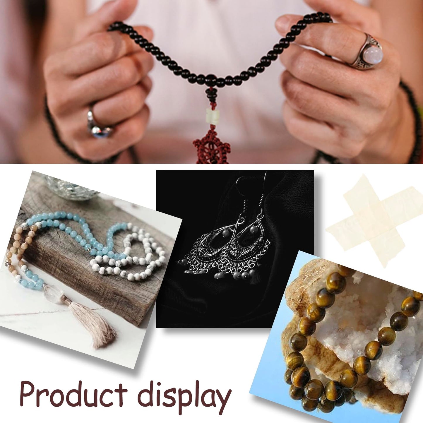 NITOPUPU 100Pcs 10mm Matte Black Onyx Agate Beads for Jewelry Making, Natural Round Loose Gemstone Stone Bead for Necklace Bracelets, Crafts for Adults with Crystal Stretch Cord