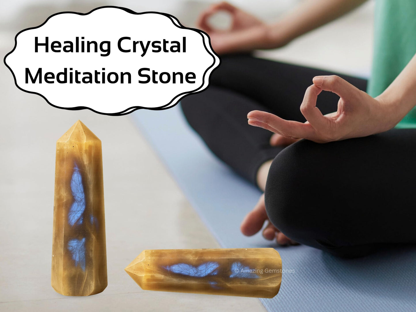 Amazing Gemstone Sun Moonstone Crystal Towers - Natural Healing Crystal Point Obelisk for Reiki Healing and Crystal Grid (3" to 4" INCH)