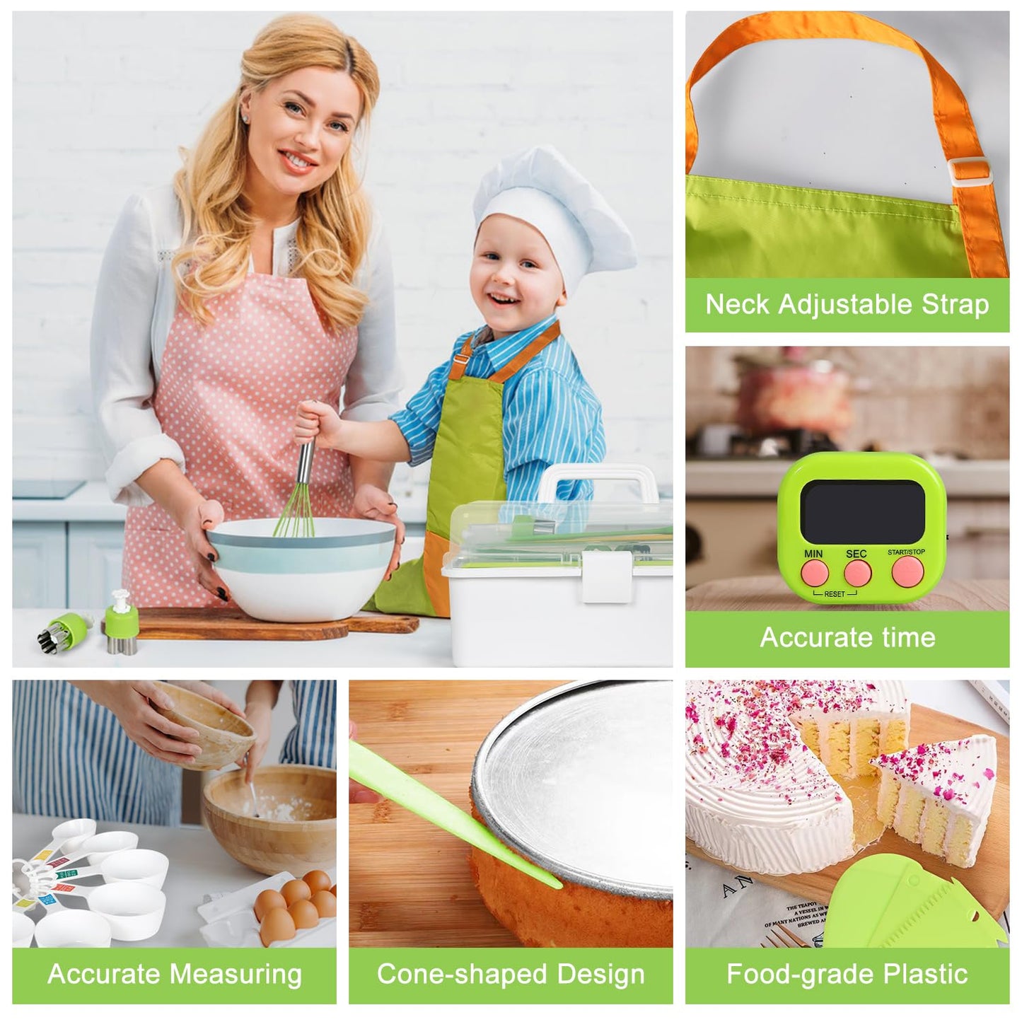 37PCS Kids Cooking Sets Real, Kids Cooking and Baking Gift Set with Storage Case Timer Kid Safe Knives Cutting Board, Toddler Real Kitchen Accessories, Birthday Gifts for Girls & Boys Age 3 - 8