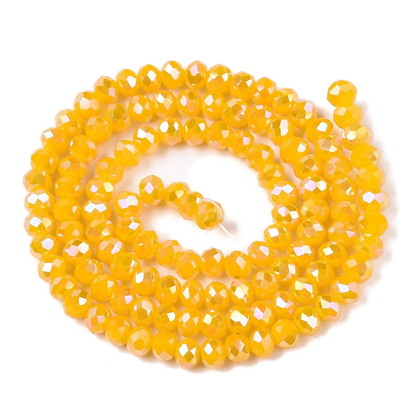 5 Strands Glass Faceted Rondelle Beads 4mm Yellow Briolette Crystal Beads AB Color Tiny Spacers 525pcs for Bracelets Necklace Jewelry Making