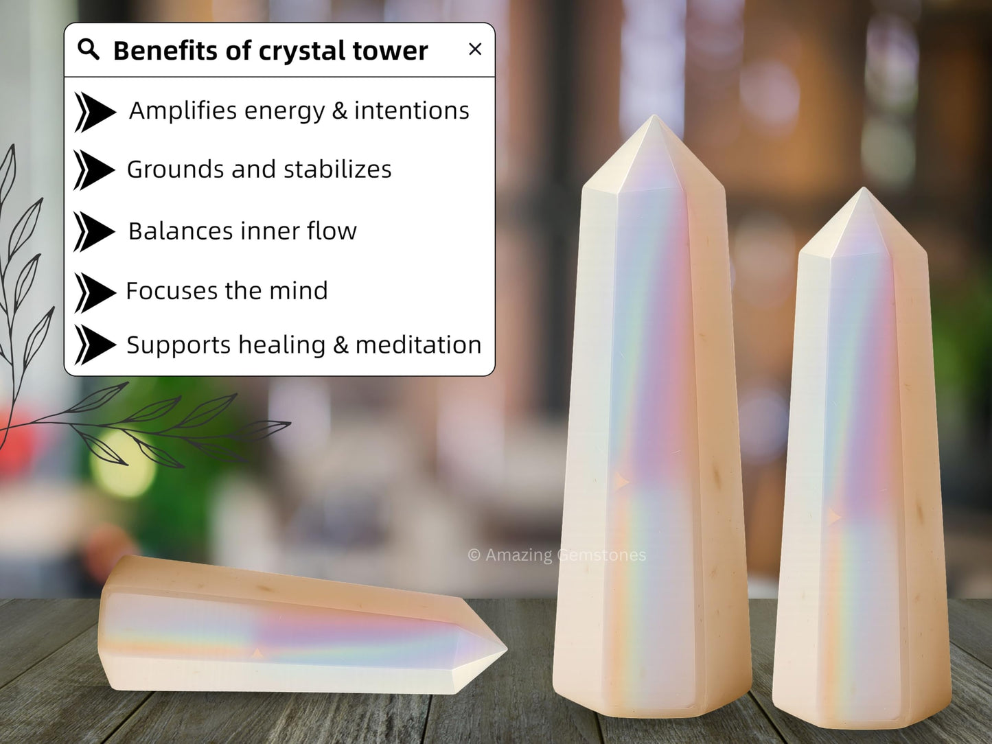 Amazing Gemstone Angel Aura Quartz Crystal Towers ~ Natural Healing Crystal Point Obelisk for Reiki Healing and Crystal Grid (3" to 4" INCH)