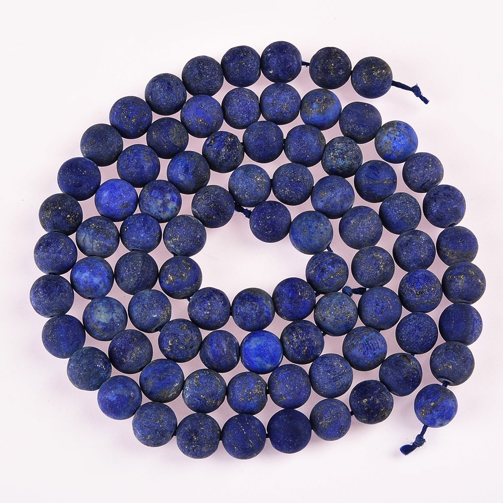 PLTbeads Natural Gemstone Loose Beads Matte Approxi 15.5 inch DIY Bracelet Necklace for Jewelry Making (8mm, Matte Lapis Lazuli)