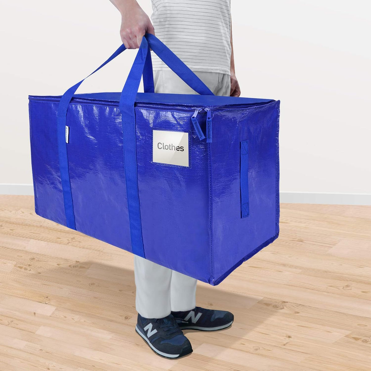 TICONN Extra Large Heavy-Duty Moving Bags - Durable Storage with Zippers & Handles | 2 Pack, Blue