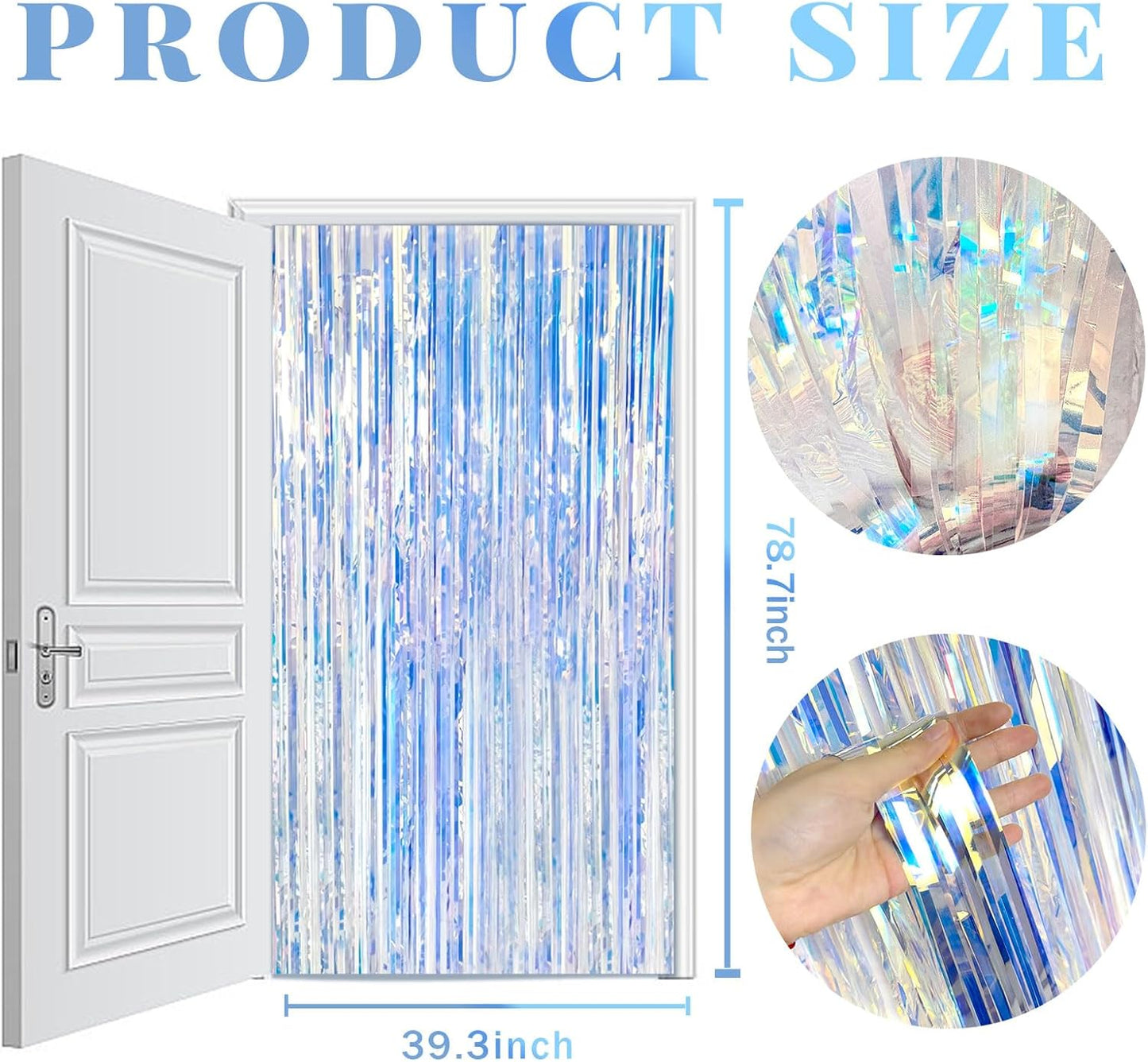 Skiennix Iridescent Foil Curtain Backdrop - 5 Pack Metallic Tinsel Fringe for Parties & Events