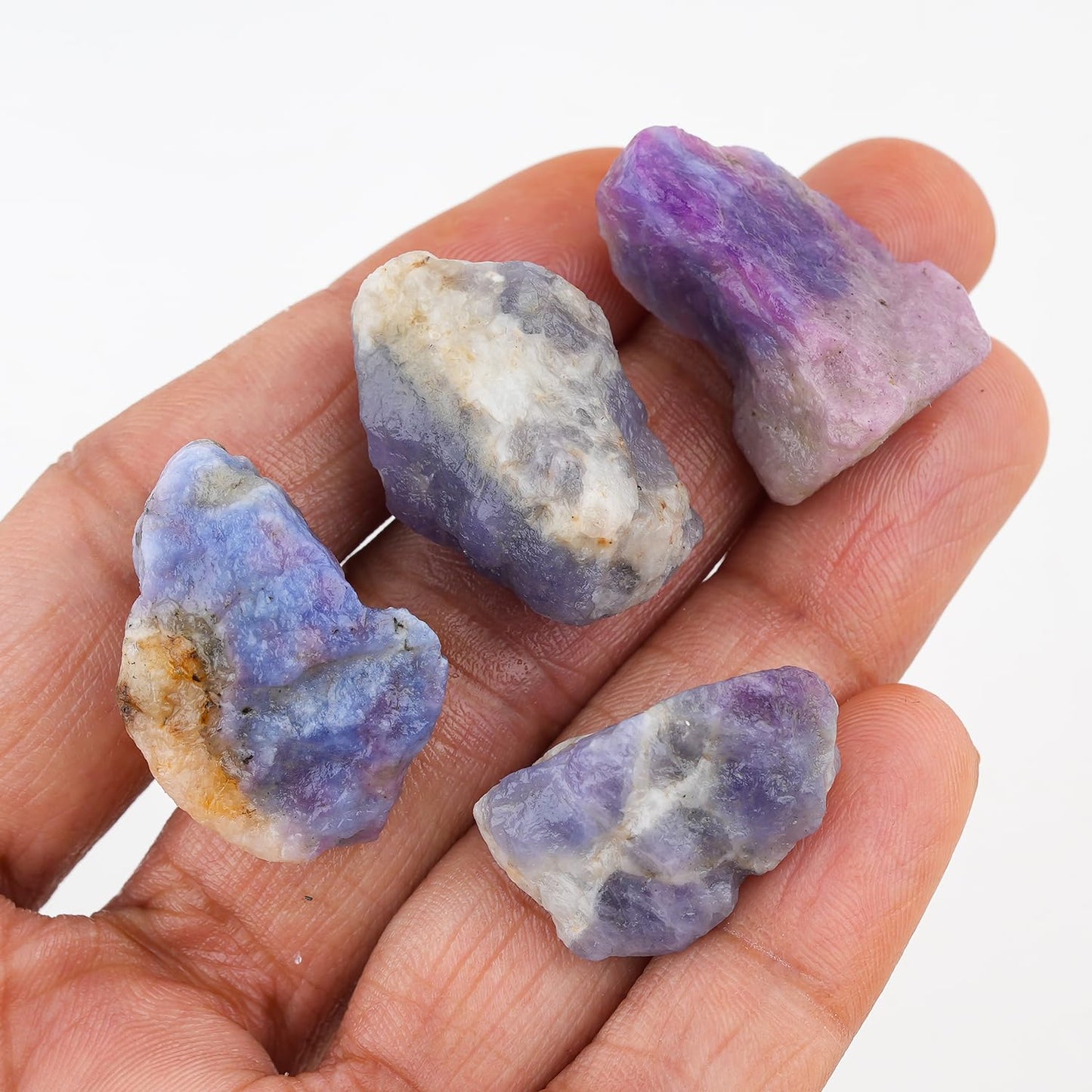 ColouredRocks 4pcs. Hackmanite Crystals, UV Reactive, Raw Stones, Rough Gemstones, Jewelry Making Supply, Cabbing, Polishing, Cutting, DIY, Crafts (90+ carats.) (20-25mm)
