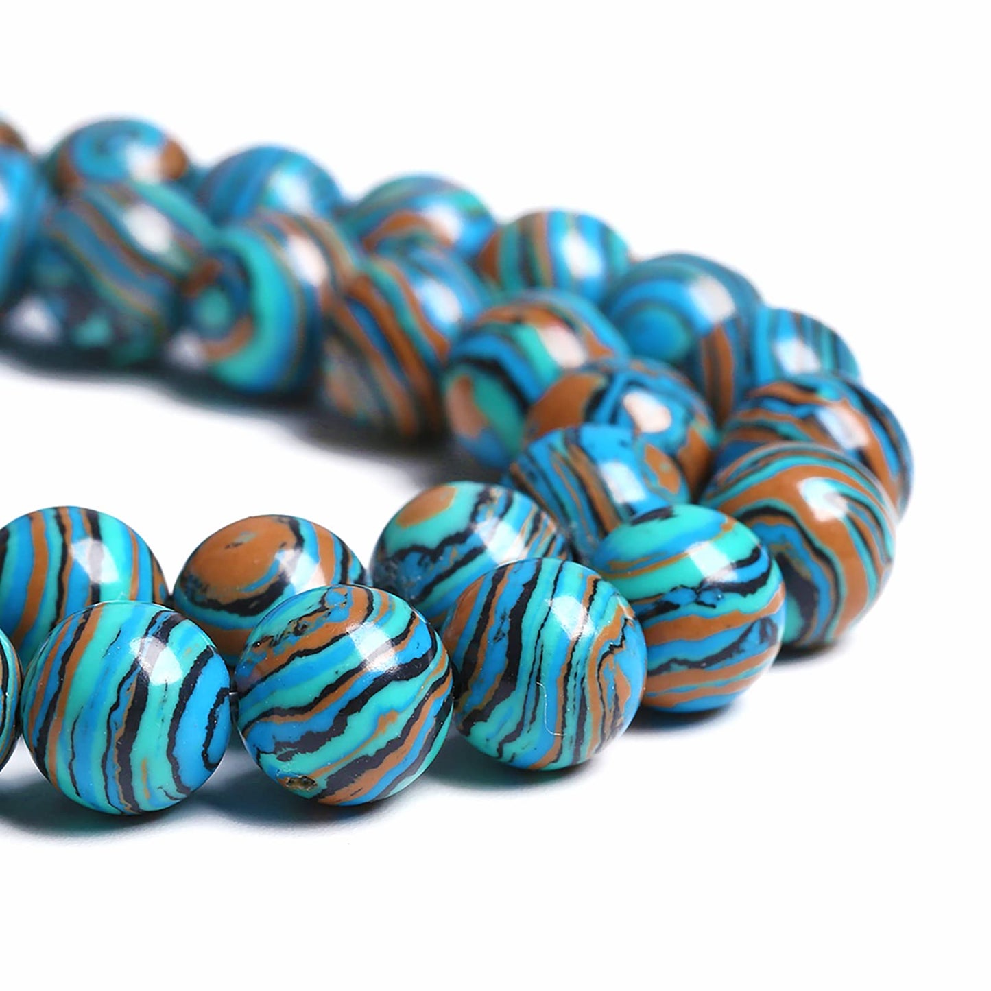 12MM 30PCS Blue Malachite Spacer Loose Beads for Jewelry Making DIY Bracelet Necklace 1 Strand 15’’