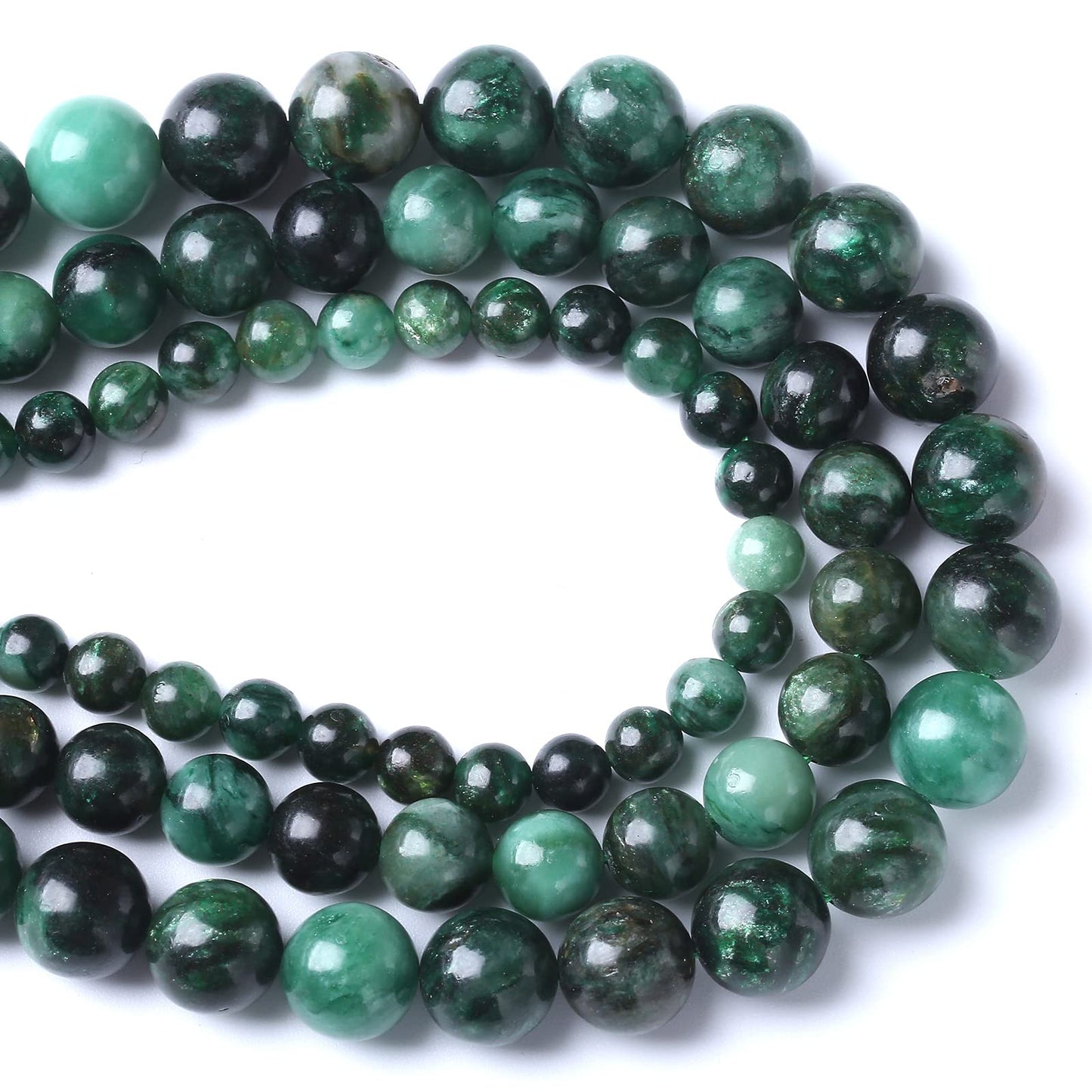 10mm 36pcs Natural Green Emerald Mica Crystal Gemstone Beads for Jewelry Making DIY Bracelet