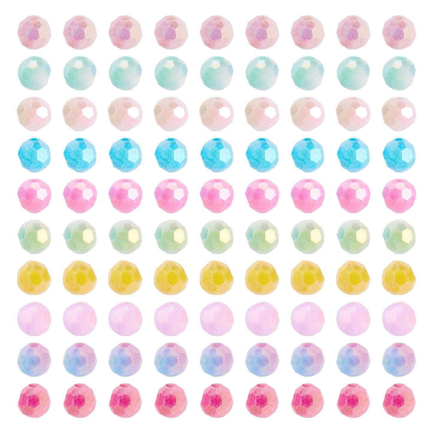 Elecrelive 400Pcs Faceted Glass Beads 10 Colors Colorful Crystal Beads 6mm Imitation Jade for Bracelet Necklace Jewelry Making