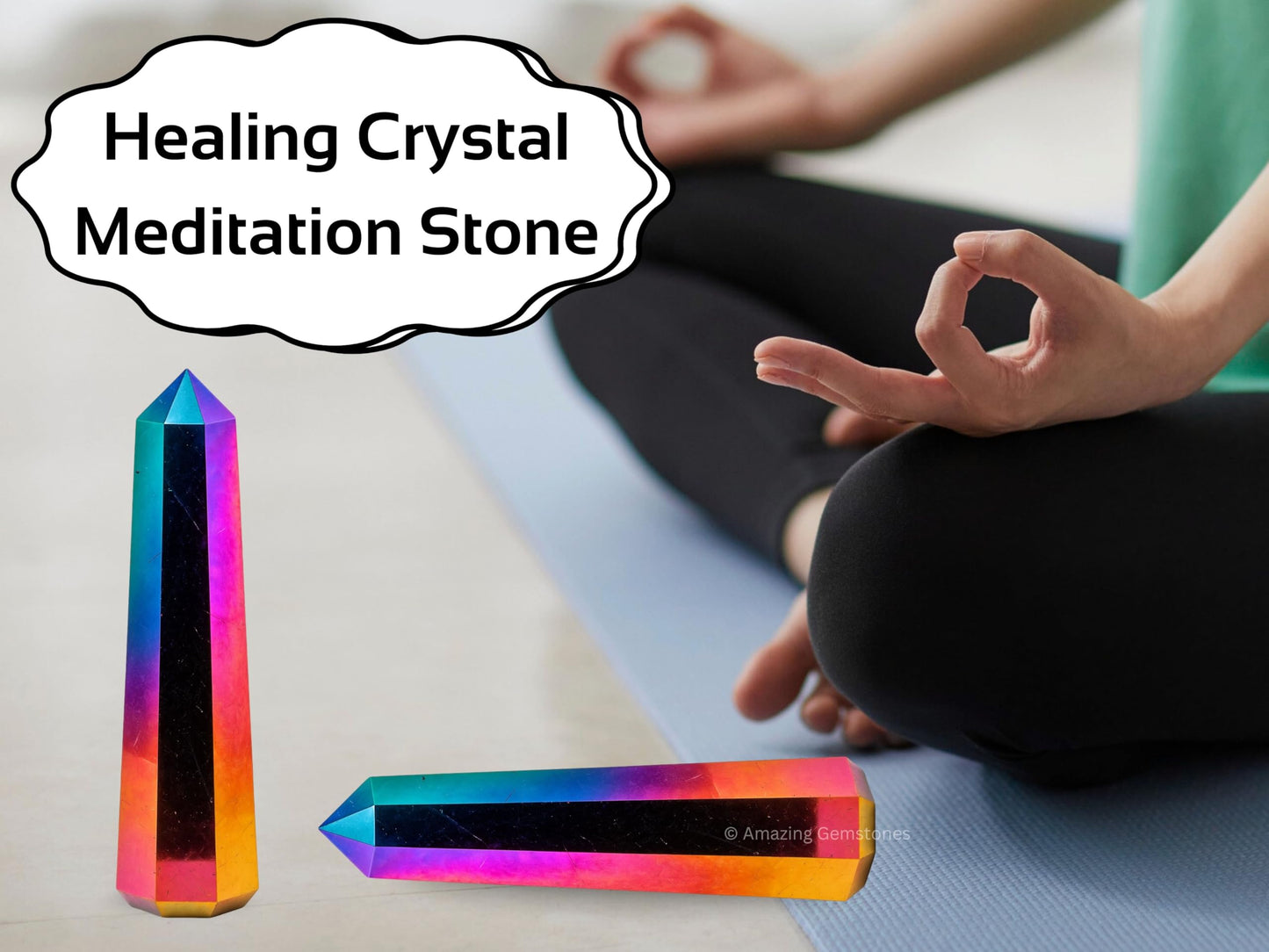 Amazing Gemstone Titanium Aura Quartz Crystal Towers - Natural Healing Crystal Point Obelisk for Reiki Healing and Crystal Grid (3" to 4" INCH)