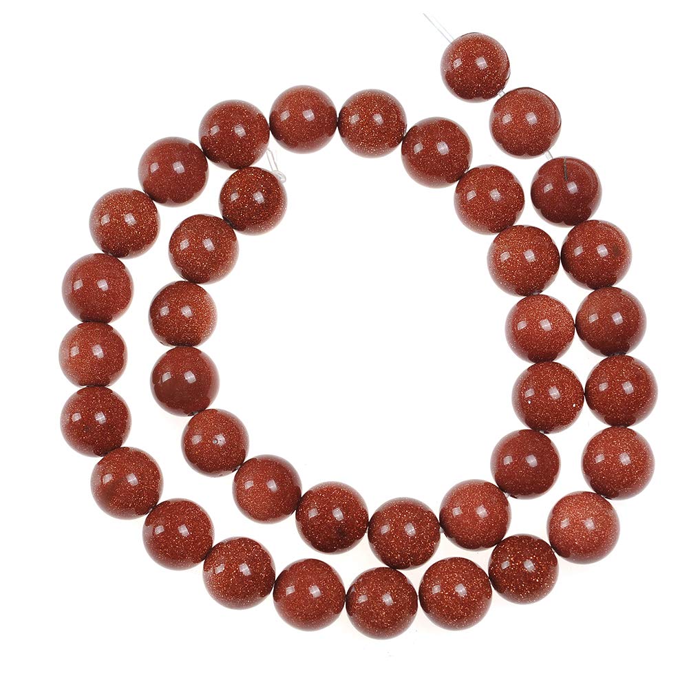 Natural Stone Beads 12mm Gold Sand Stone Round Loose Beads Crystal Energy Stone Healing Power for Jewelry Making DIY,1 Strand 15"