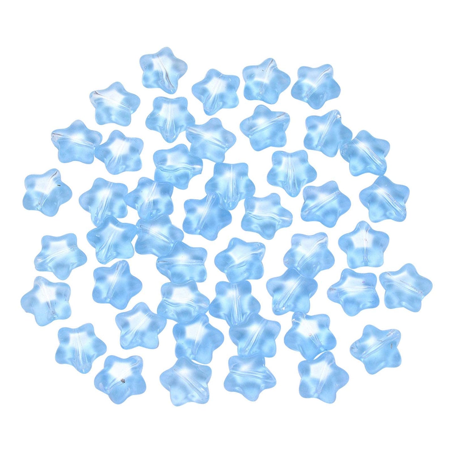 UR URLIFEHALL 100 Pcs Light Sky Blue Spray Painted Glass Star Beads for Earring Bracelet Necklace Jewelry DIY Craft Making