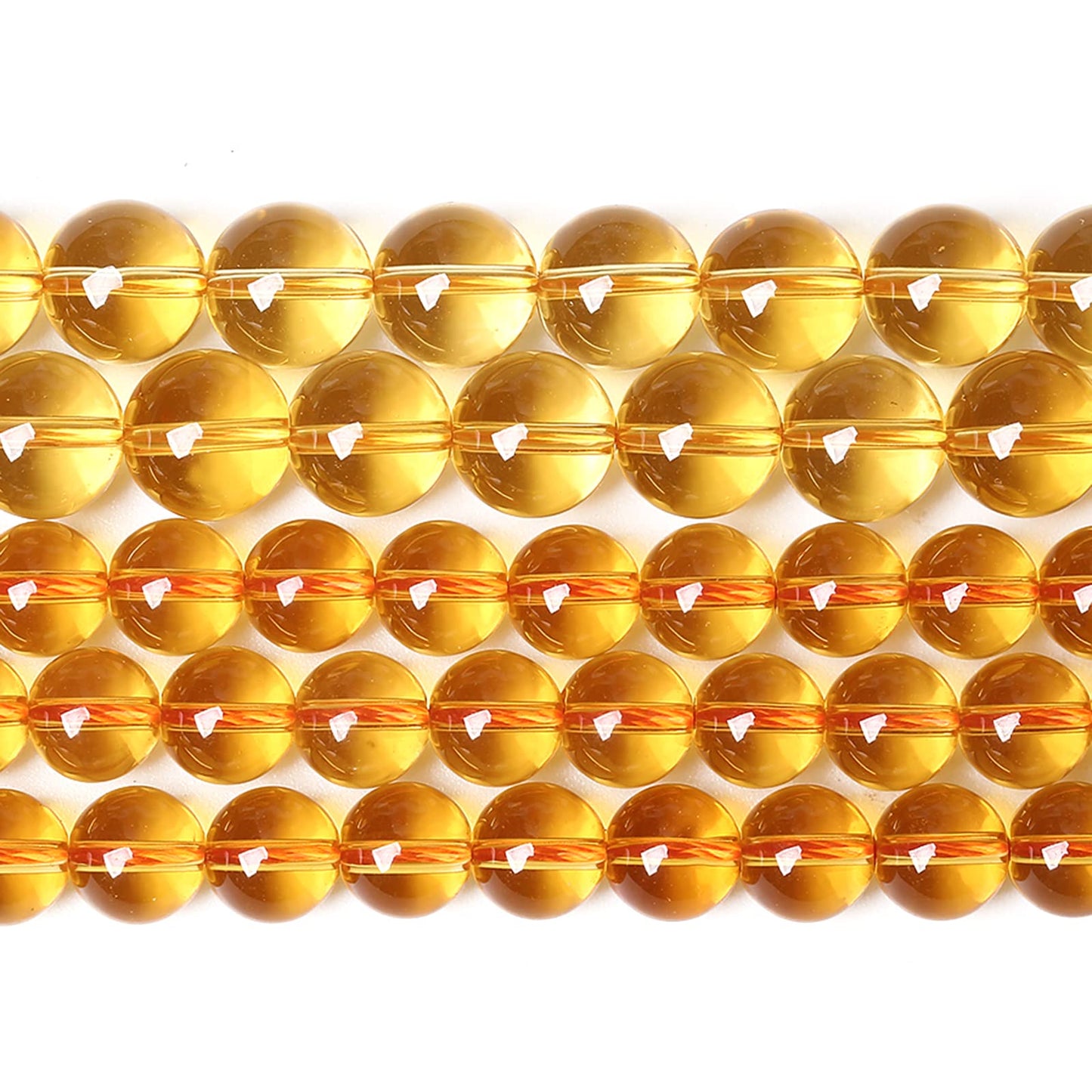 10MM 38PCS Natural Crystal Stone Clean Citrine 3A Grade Loose Beads for Jewelry Making DIY Bracelet