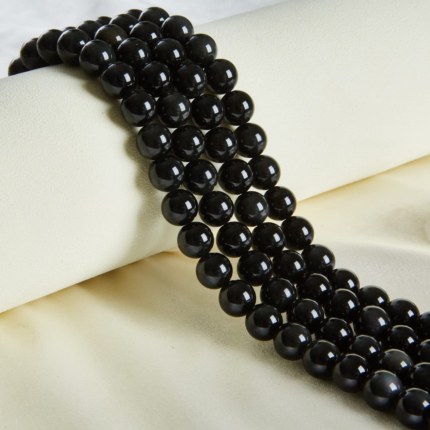 100pcs 10mm Black Obsidian Beads Natural Gemstone Beads Round Loose Beads for Jewelry Making