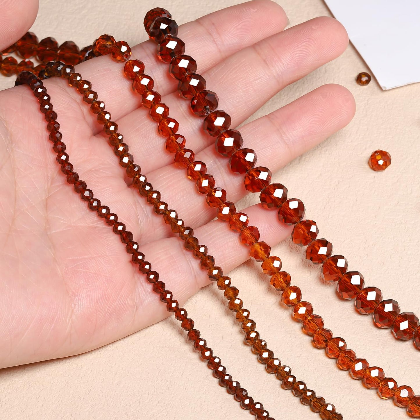 NITOPUPU 300pcs 8mm Crystal Glass Beads for Jewelry Making Faceted Rondelle Flat Beads for Bracelets Necklace Earrings DIY Crafts (Dark Amber Jade Crystal Bead)