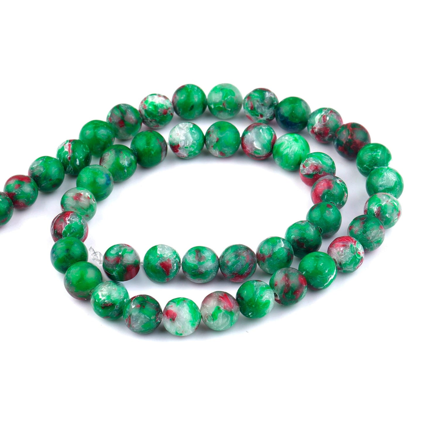 Youngbling Natural Gemstone Beads for Jewelry Making,8mm Green Imperial Jasper Polished Round Smooth Stone Beads for Bracelet Necklace 15 Inch(Green Imperial Jasper,8mm)