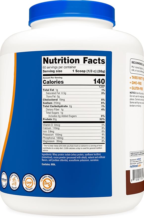Nutricost Whey Protein Isolate Powder (Milk Chocolate) 5LBS