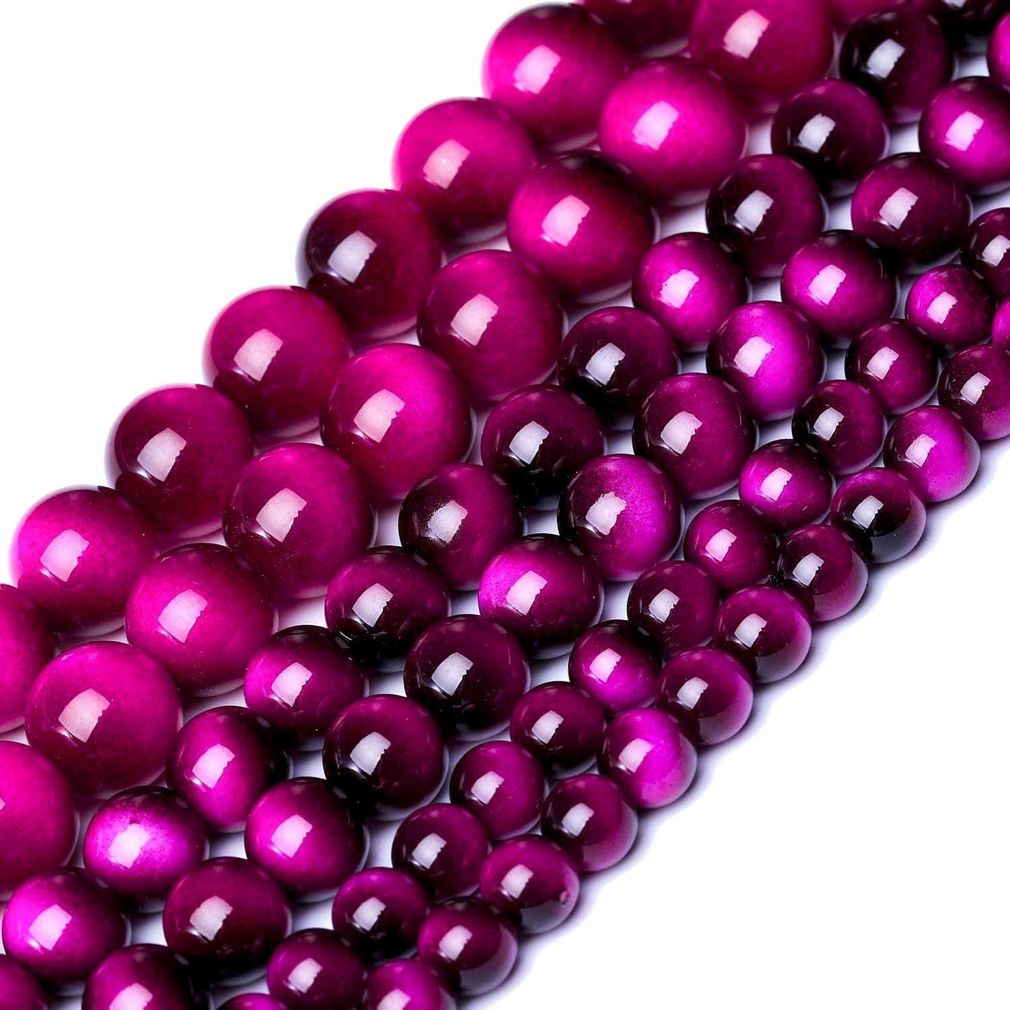 Song Xi 45PCS 8mm Rose Pink Tiger Eye Gemstone Beads for Jewelry Making, Round Smooth Glass Beads for DIY Bracelet Necklace Earring Keychain, Arts and Crafts, for Christmas Wedding Birthday