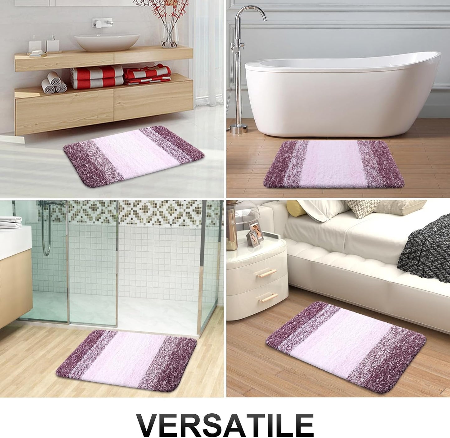 OLANLY Bathroom Runner Rugs - Extra Soft Microfiber Mat with Rubber Backing | 47x20 Inches, Quick Dry, Mauve