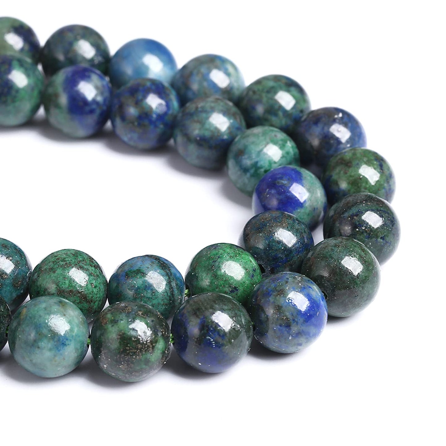 10MM 38PCS Natural Stone Lapis Chrysocolla Loose Beads for Jewelry Making DIY Bracelet